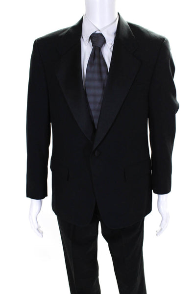 Bill Blass Mens Notched Collar Tuxedo Jacket Suit Pants Set Black Size 40