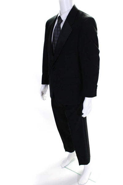 Bill Blass Mens Notched Collar Tuxedo Jacket Suit Pants Set Black Size 40