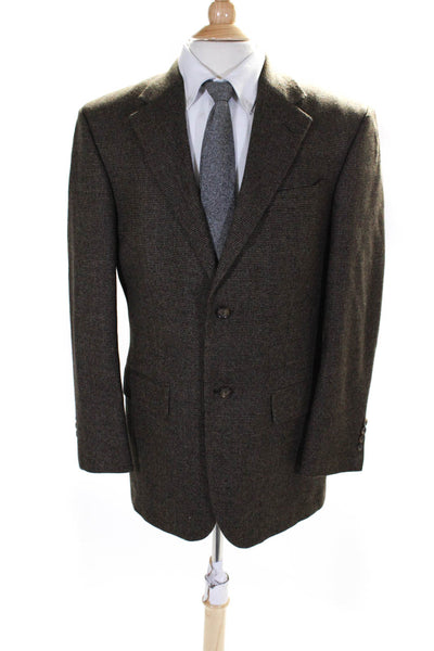 Oscar de la Renta Mens Wool 2 Button Notched Collar Blazer Jacket Brown Size 40