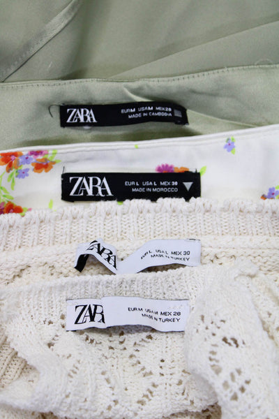 Zara Womens Sweaters Tops Skirts Beige Size L M Lot 4