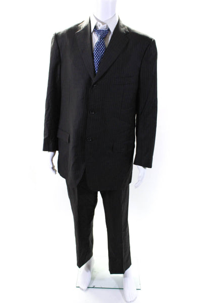 Isaia Napoli Neiman Marcus Mens Striped Blazer Pants Suit Set Brown Size EUR56