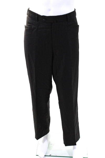 Isaia Napoli Neiman Marcus Mens Striped Blazer Pants Suit Set Brown Size EUR56