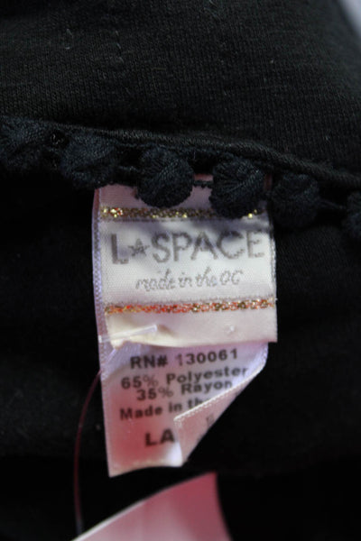 L Space Womens Lace Trim Elasticated Low Back Swimwear Coverup Black Size L