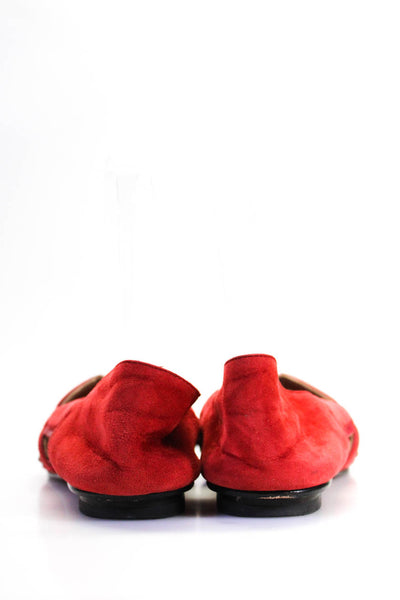 Derek Lam Women's Pointed Toe Cut-Outs Slip-On Suede Flat Shoe Red Size 6