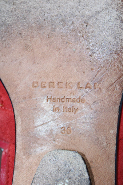 Derek Lam Women's Pointed Toe Cut-Outs Slip-On Suede Flat Shoe Red Size 6
