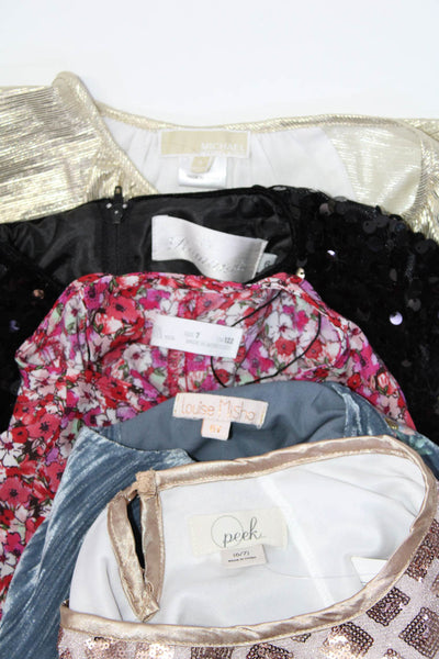 Zara Girls Round Neck Short Sleeves Floral Gold Black Blouse Size 7 Lot 6