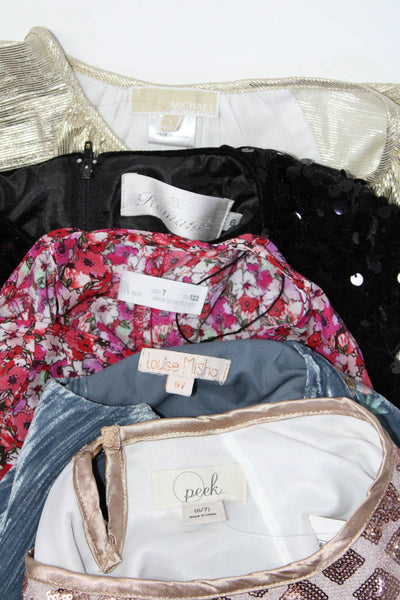 Zara Girls Round Neck Short Sleeves Floral Gold Black Blouse Size 7 Lot 6