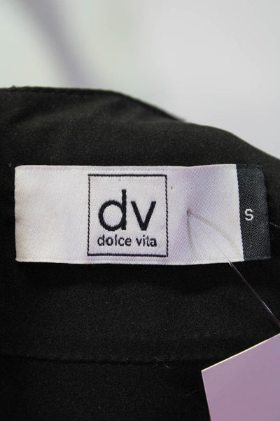 DV Dolce Vita Womens Leather Sleeveless Zip Up Sheath Dress Black Beige Size S