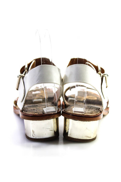 Sam Edelman Women's Open Toe Ankle Buckle Block Heels Sandal White Size 8.5