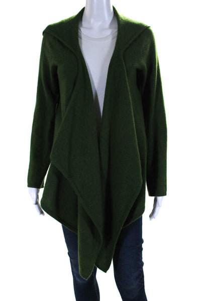 Magaschoni Womens Cashmere Long Sleeve Hooded Draped Cardigan Green Size S