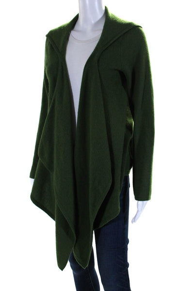 Magaschoni Womens Cashmere Long Sleeve Hooded Draped Cardigan Green Size S