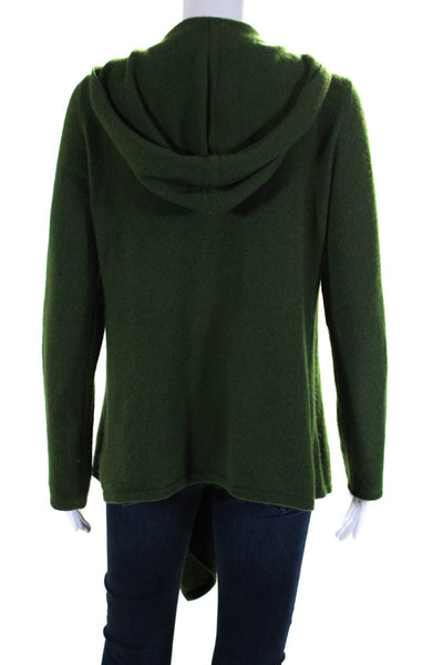 Magaschoni Womens Cashmere Long Sleeve Hooded Draped Cardigan Green Size S