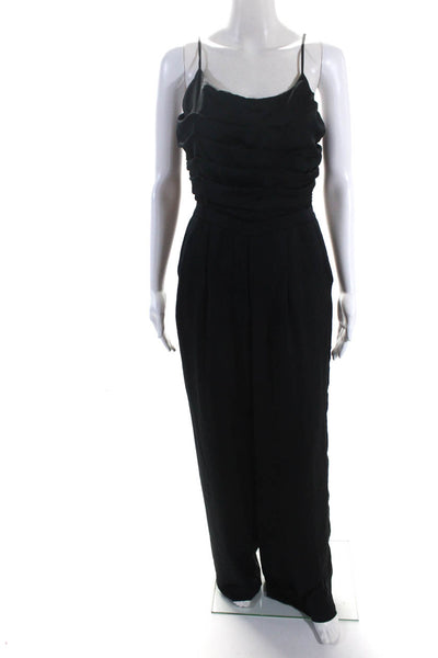 Ramy Brook Womens Ezra Satin Jumpsuit Black Size 6 13846820