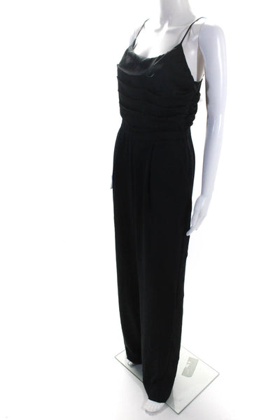 Ramy Brook Womens Ezra Satin Jumpsuit Black Size 6 13846820