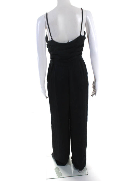 Ramy Brook Womens Ezra Satin Jumpsuit Black Size 6 13846820