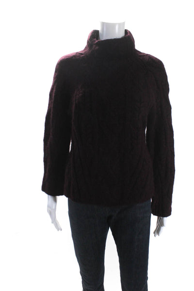 VINCE. Womens Aran Cable Knit Sweater Purple Size L 14784131