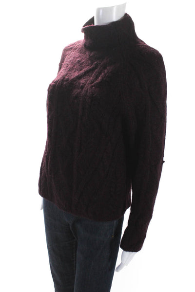 VINCE. Womens Aran Cable Knit Sweater Purple Size L 14784131