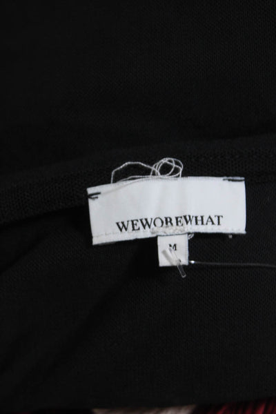 Weworewhat Womens Sheer Collared Tied Knot Cropped Blouse Top Black Size M