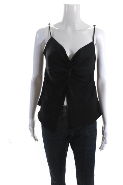 Capulet Womens Knotted Sleeveless Front Slit Pullover Blouse Top Black Size M