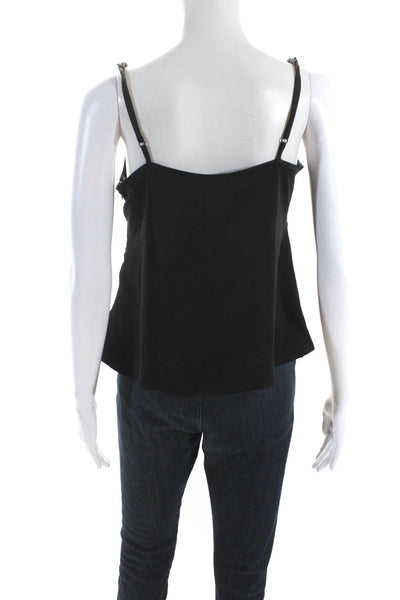 Capulet Womens Knotted Sleeveless Front Slit Pullover Blouse Top Black Size M