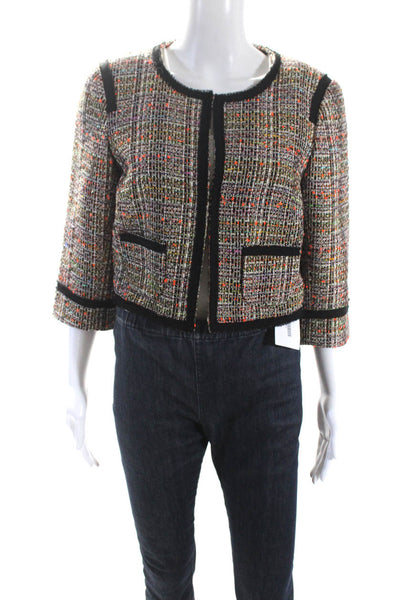 Trina Turk Women's Round Neck Long Sleeves Cropped Jacket Multicolor Size 8