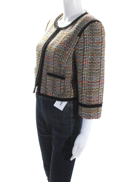 Trina Turk Women's Round Neck Long Sleeves Cropped Jacket Multicolor Size 8