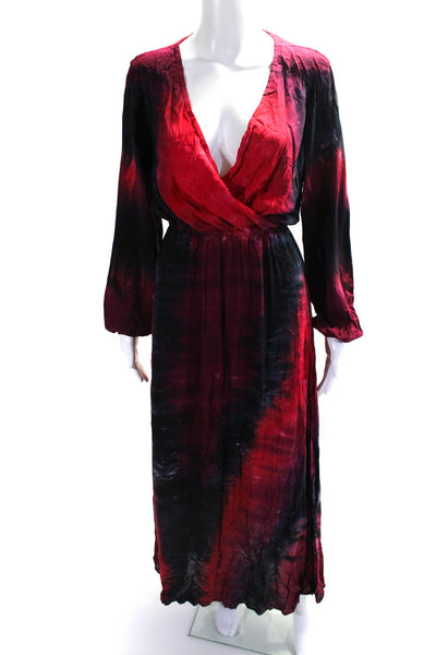 Blue Life Wonens Tie Dye Print A Line Maxi Dress Red Black Size Extra Small