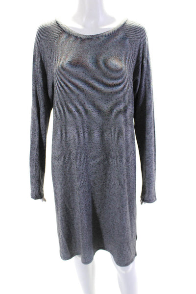 Velvet Women's Round Neck Long Sleeves Mini T-Shirt Dress Stripe Size L