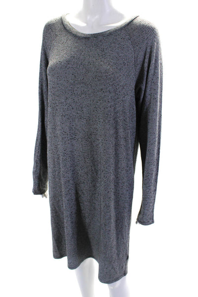 Velvet Women's Round Neck Long Sleeves Mini T-Shirt Dress Stripe Size L