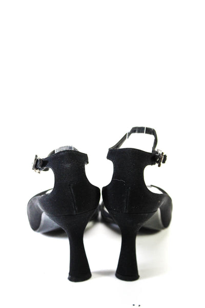 Stuart Weitzman Womens Open Toe Ankle Strap High Spool Heels Black Size 7US