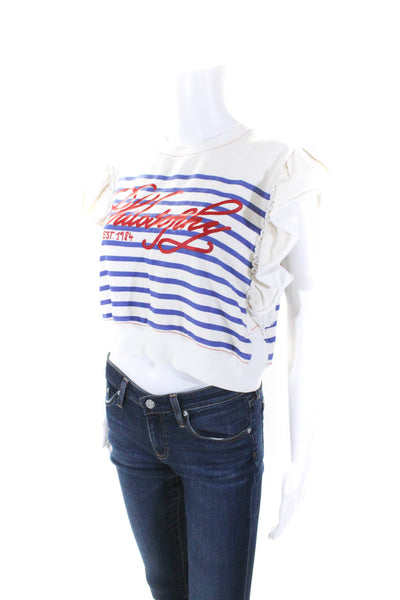 Philosophy di Lorenzo Serafini Womens Ruffle Logo Sweatshirt White Size L 135856