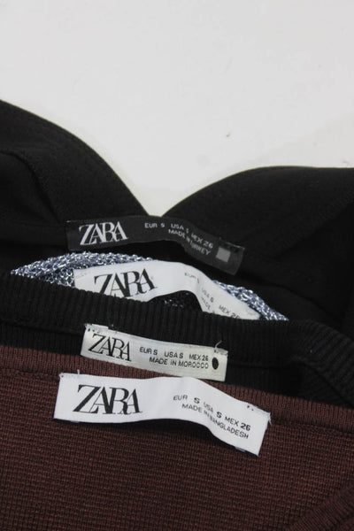 Zara Womens Hoodie Tank Tops Silver Metallic Black Brown Size Small Lot 4