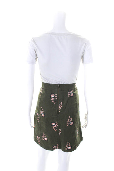 Boden Womens Floral Print Darted Back Zipped Straight Skirt Green Size 10