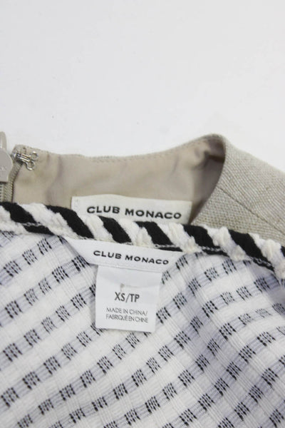 Club Monaco Womens Striped Print One Shoulder Blouse Dress Black Size XS 2 Lot 2