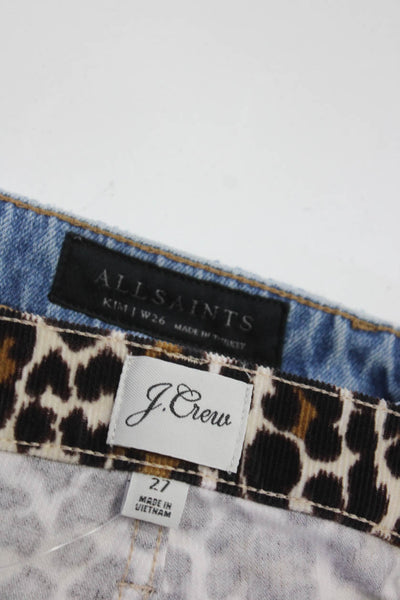 Allsaints J Crew Womens Animal Print Patchwork Jeans Pants Blue Size 27 26 Lot 2