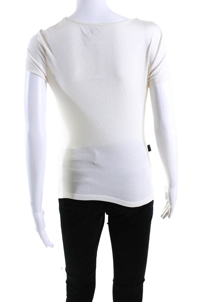 Moschino Jeans Womens Silk Jersey Knit Braided Detail T-Shirt Top White Size 6