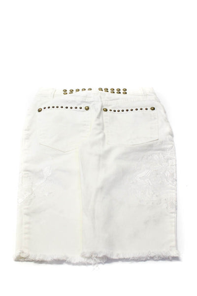 Richmond Denim Womens Denim Studded Zip Up Cut Off Shorts White Size 26