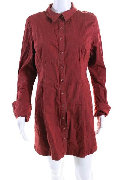 Free People Womens Long Sleeves Button Down A Line Shirt Dress Red Size Small