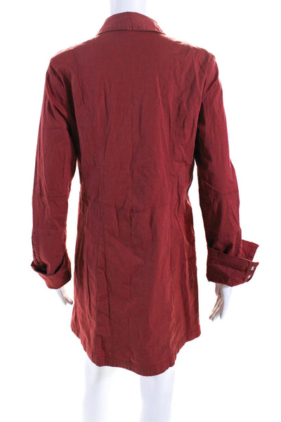 Free People Womens Long Sleeves Button Down A Line Shirt Dress Red Size Small