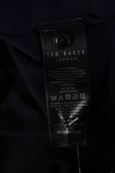 Ted Baker London Mens Short Sleeves Polo Shirt Navy Blue Cotton Size 4