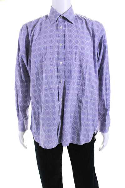 Ted Baker London Mens Button Down Dress Shirt Purple White Size 34/35 17