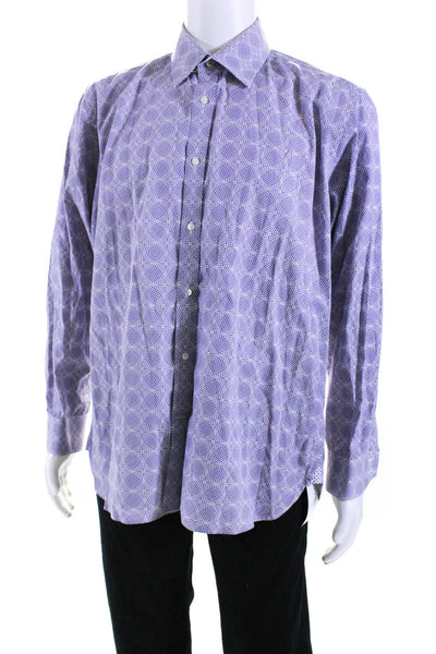 Ted Baker London Mens Button Down Dress Shirt Purple White Size 34/35 17