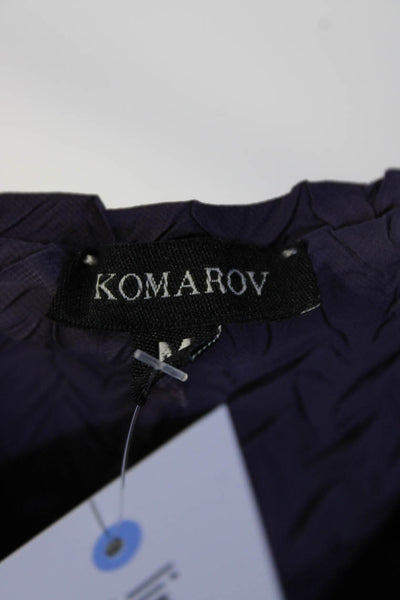 Komarov Womens Sleeveless V Neck Sheer Trim Shift Dress Purple Size Medium