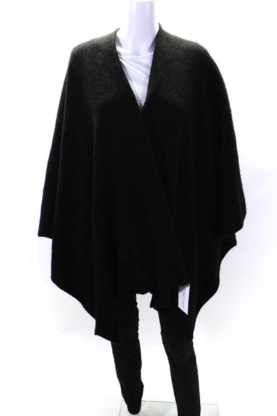 Saks Fifth Avenue Womens Extra Fine Merino Wool Knit Shawl Wrap Black