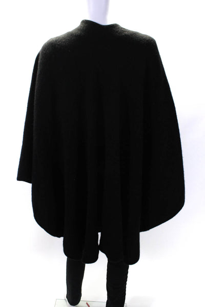 Saks Fifth Avenue Womens Extra Fine Merino Wool Knit Shawl Wrap Black