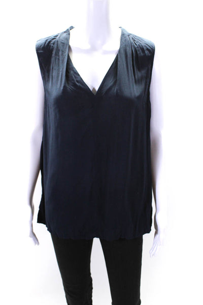 Velvet by Graham & Spencer Womens V Neck Tank Top Blouse Navy Blue Size Medium