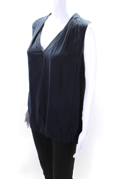 Velvet by Graham & Spencer Womens V Neck Tank Top Blouse Navy Blue Size Medium