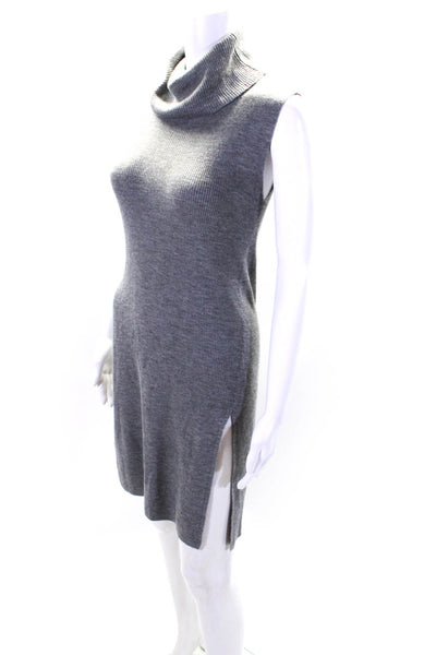 BCBG Max Azria Womens Turtleneck Sleeveless Sweater Sheath Dress Gray Medium