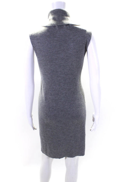 BCBG Max Azria Womens Turtleneck Sleeveless Sweater Sheath Dress Gray Medium