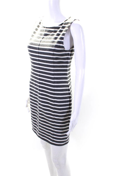 Sanctuary Womens Knit Terry Striped Sleeveless Sheath Dress Gray White Medium